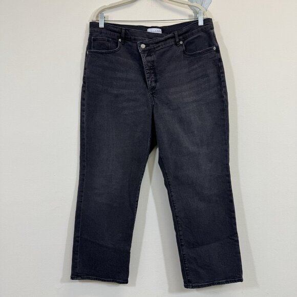 Loft Women’s Cropped Jeans Size 14 Button Fly Straight Leg High Rise - Picture 1 of 8